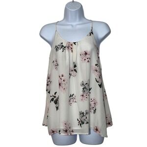 Lucky Brand Silk Floral Sleeveless Blouse - Sz Small - Spring Cherry Blossoms 🌸